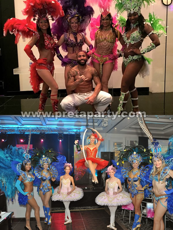 Tropical / Brazilian Dancers to entertain your guests from Montreal's Prêt-A-Party! Call  reserve your dancers today 514.926.4940