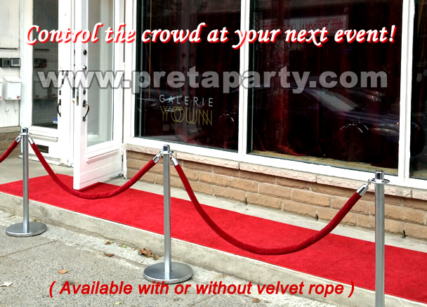 Stanchion posts and red velour ropes from Montreal's Pret-A-Party